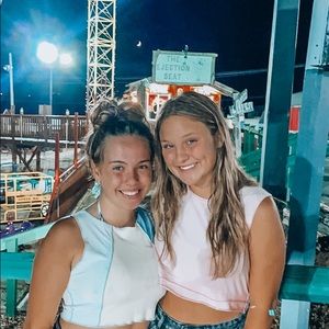 CROP TOP M blue cream and white only worn twice